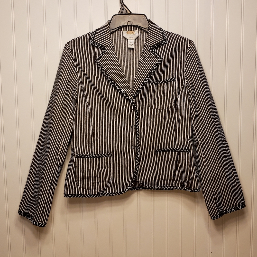 Talbots Strech Jacket Black/White Blazer 10P